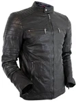MDM Herren Freizeit Biker Lederjacke Schwarz/Braun/Grau/Dunkelgrau
