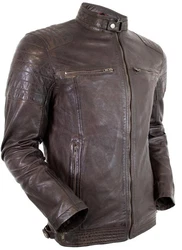 MDM Herren Freizeit Biker Lederjacke Dunkelbraun/Braun/Grau