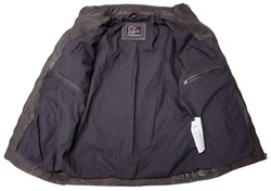 MDM Herren Freizeit Biker Lederjacke Dunkelbraun/Braun/Grau