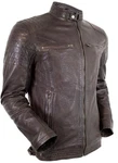 MDM Herren Freizeit Biker Lederjacke Dunkelbraun/Braun/Grau