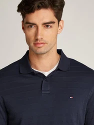 Tommy Hilfiger Langarm-Poloshirt MERC JACQUARD STRIPE LS REG POLO blau