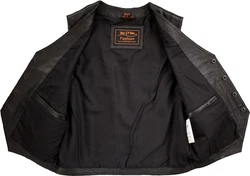 MDM Herren Lederweste Schwarz/Hellblau/Dunkelblau/Blau