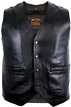 MDM Herren Lederweste Schwarz/Hellblau/Dunkelblau/Blau