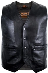 MDM Herren Lederweste Schwarz/Hellblau/Dunkelblau/Blau