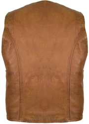 MDM Herren Lederweste Braun/Beige