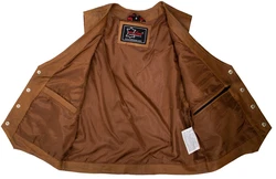MDM Herren Lederweste Braun/Beige