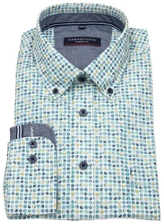 CASAMODA Langarmhemd Comfort Fit Button-Down-Kragen Freizeithemd Print Grün/Türkis/Blau/Hellblau
