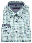 CASAMODA Langarmhemd Comfort Fit Button-Down-Kragen Freizeithemd Print Grün/Türkis/Blau/Hellblau