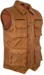 MDM Herren Freizeit Lederweste Braun/Beige/Rot