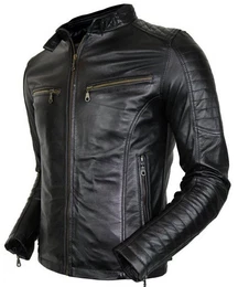 Bikerjacke Herren Lamm Nappa Lederjacke Leichte Sommer Biker Lederjacke