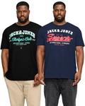 Jack & Jones Print-Shirt (2er-Pack) Schwarz/Dunkelblau/Blau/Mischfarben