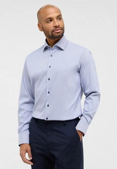 Eterna Langarmhemd MODERN FIT EASY IRON Dunkelblau/Hellblau/Blau