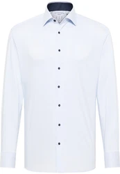 Eterna Langarmhemd MODERN FIT EASY IRON Hellblau/Weiß/Blau
