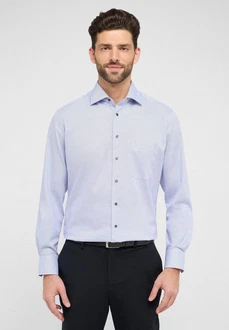 Eterna Langarmhemd MODERN FIT NON IRON Hellblau/Blau