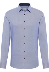 Eterna Langarmhemd SLIM FIT NON IRON Hellblau/Blau/Grau