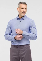 Eterna Langarmhemd SLIM FIT NON IRON Hellblau/Blau/Grau