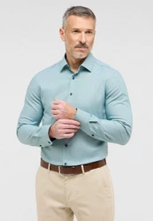 Eterna Langarmhemd SLIM FIT NON IRON Hellblau/Blau