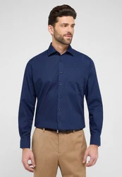 Eterna Langarmhemd MODERN FIT NON IRON Dunkelblau/Blau