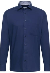 Eterna Langarmhemd MODERN FIT NON IRON Dunkelblau/Blau