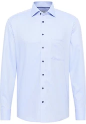 Eterna Langarmhemd MODERN FIT NON IRON Hellblau/Blau