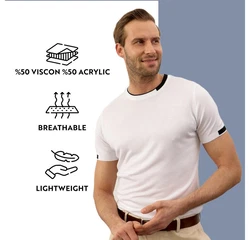 danger Poloshirt Herren Strick-T-Shirt Weiß/Grau/Schwarz