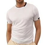 danger Poloshirt Herren Strick-T-Shirt Weiß/Grau/Schwarz