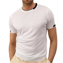 danger Poloshirt Herren Strick-T-Shirt Weiß/Grau/Schwarz