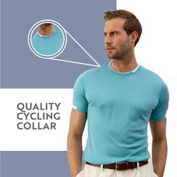danger Poloshirt Herren Strick-T-Shirt Hellblau/Türkis/Blau
