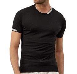danger Poloshirt Herren Strick-T-Shirt Schwarz