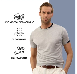 danger Poloshirt Herren Strick-T-Shirt Grau/Khaki