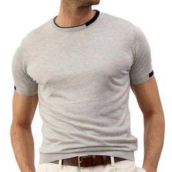 danger Poloshirt Herren Strick-T-Shirt Grau/Khaki