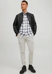 JACK & JONES JJIPAUL JJFLAKE AKM 542 Hose Khaki/Beige/Weiß