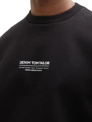 TOM TAILOR Denim Sweatshirt mit Logo Print schwarz/weiß