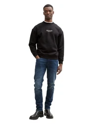 TOM TAILOR Denim Sweatshirt mit Logo Print schwarz/weiß