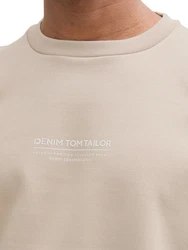 TOM TAILOR Denim Sweatshirt mit Logo Print Khaki/Beige