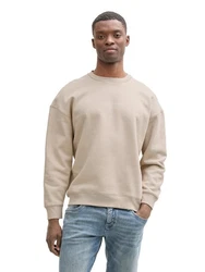 TOM TAILOR Denim Sweatshirt mit Logo Print Khaki/Beige