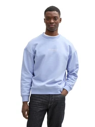 TOM TAILOR Denim Sweatshirt mit Logo Print Hellblau/Blau/Fliederfarben
