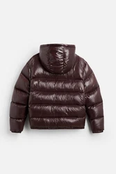 YI Winterjacke Puffer Jacke mit Kapuze Dunkelbraun/Braun/Bordeaux/Dunkelrot