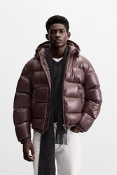YI Winterjacke Puffer Jacke mit Kapuze Dunkelbraun/Braun/Bordeaux/Dunkelrot