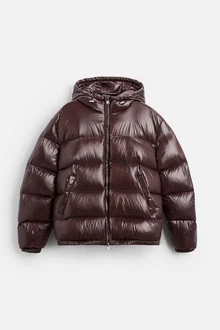 YI Winterjacke Puffer Jacke mit Kapuze Dunkelbraun/Braun/Bordeaux/Dunkelrot