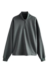 Next Sweater EDIT Troyer-Sweatshirt Hellgrau/Dunkelgrün/Dunkelgrau/Grün/Hellgrün/Grau