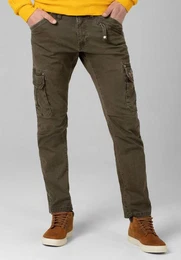 Cargohose Hose Regular Fit mittlere Bundhhe Slim Legs 5184 in Olive