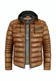 Lederjacke MSApollo aus Premium Leder mit Kapuze in Jersey Melange