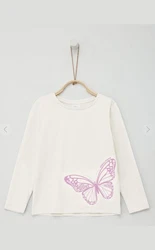 s.Oliver Langarmhemd T-Shirt Creme/Beige/Lila/Weiß