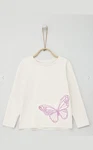 s.Oliver Langarmhemd T-Shirt Creme/Beige/Lila/Weiß