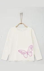 s.Oliver Langarmhemd T-Shirt Creme/Beige/Lila/Weiß