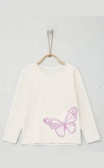 s.Oliver Langarmhemd T-Shirt Creme/Beige/Lila/Weiß