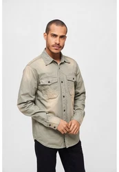 Brandit Langarmhemd Hardee Denim Shirt Khaki/Beige/Braun/Dunkelgrün