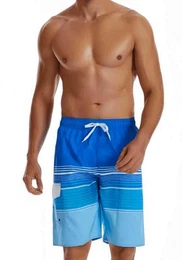 Badeshorts Herren Sommer Strandhose, blaue Badehose, modisch, Sport, lang, schnell trocknend, wasserdicht