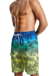 Badeshorts Groe Gren Herren Strandhose mit Zahlenmuster, modische, mittellange, lockere Surfbadehose
